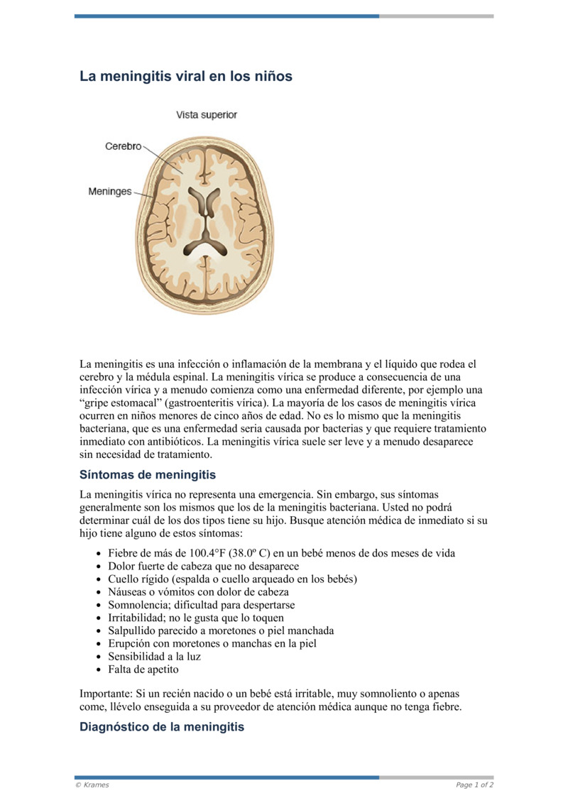 PDF - La meningitis viral en los niños - HealthClips Online