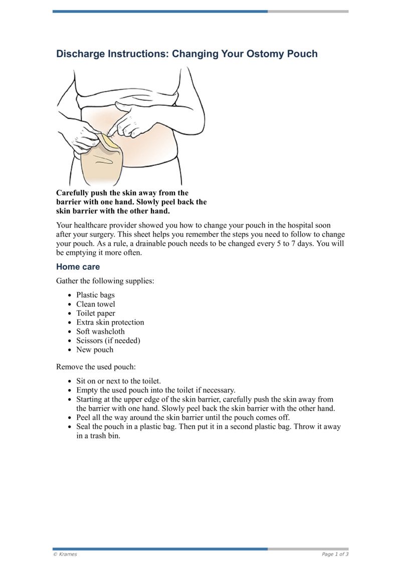 PDF Discharge Instructions Changing Your Ostomy Pouch HealthClips Online