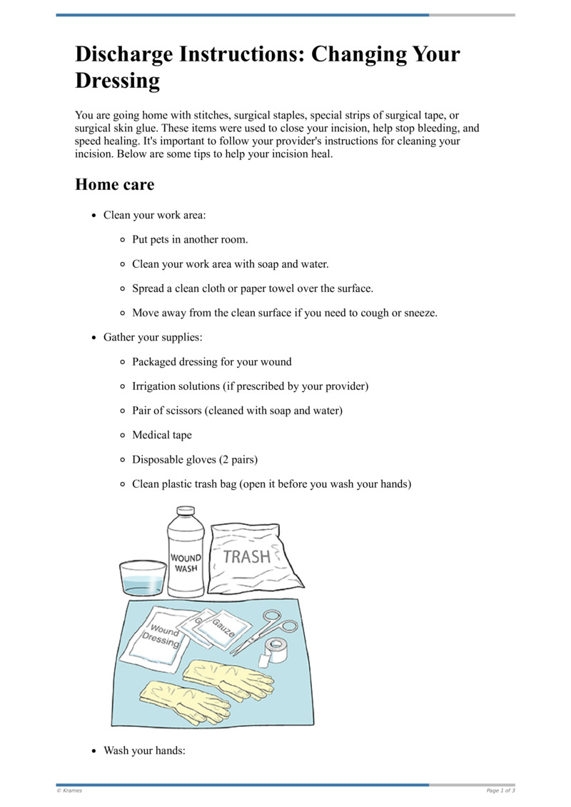 Text Discharge Instructions Changing Your Dressing HealthClips Online