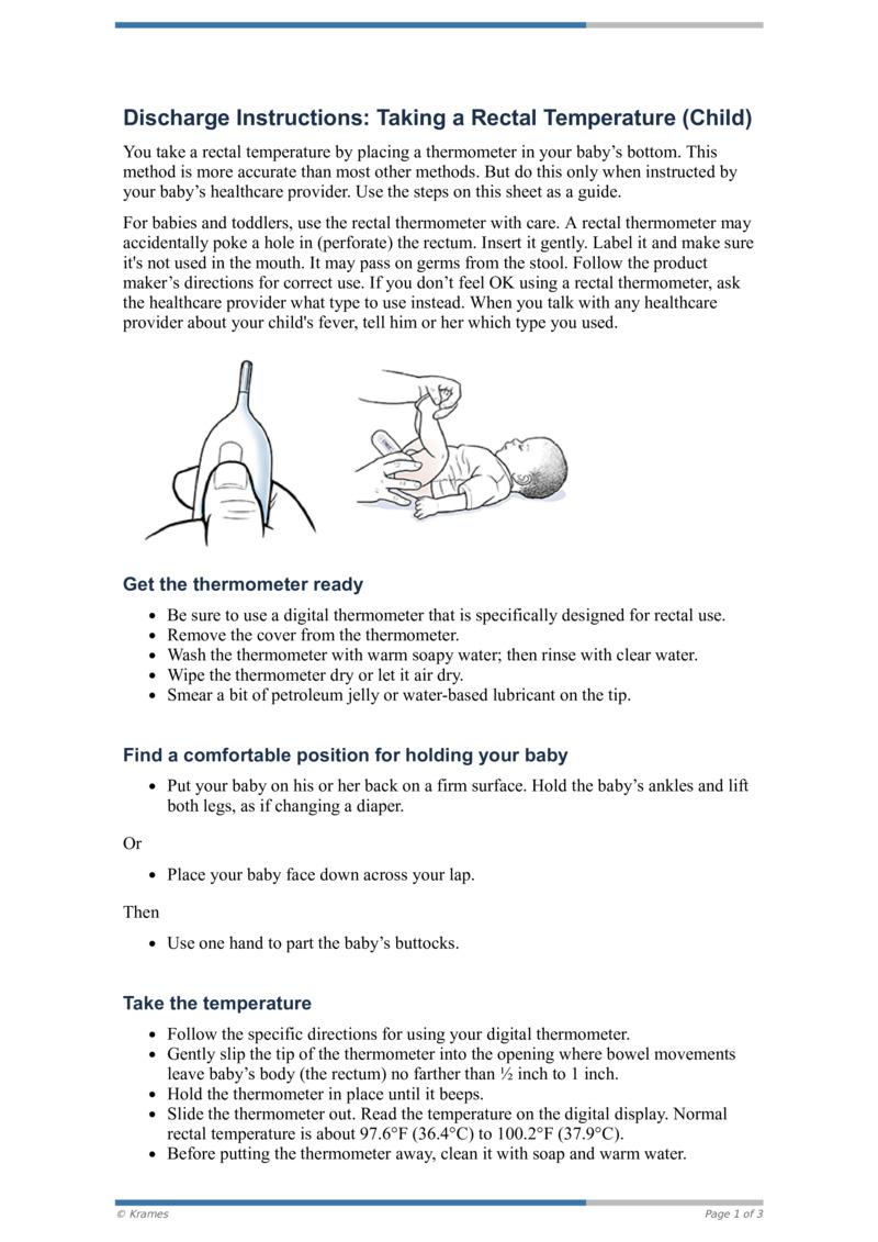 Text Discharge Instructions Taking a Rectal Temperature (Child