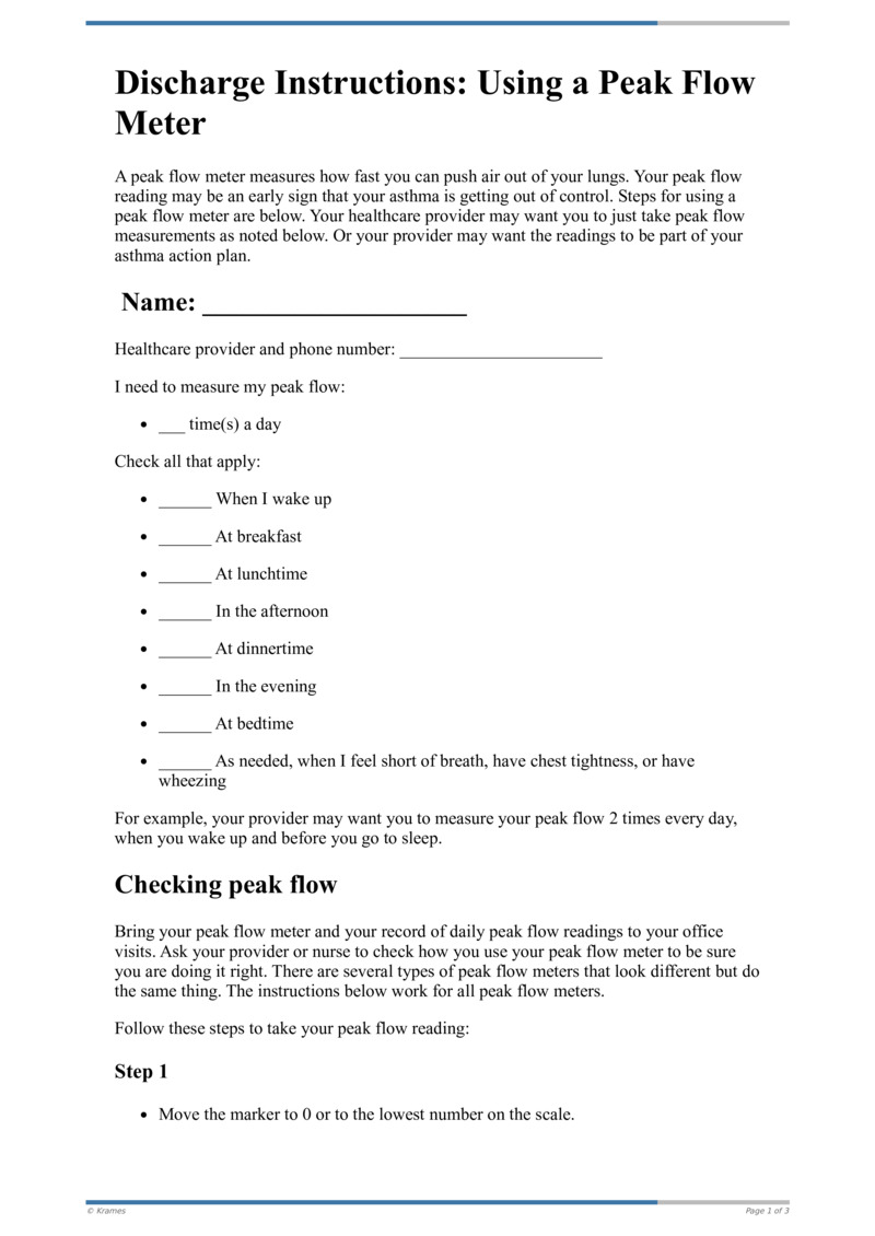 Text Discharge Instructions Using A Peak Flow Meter Healthclips Online 