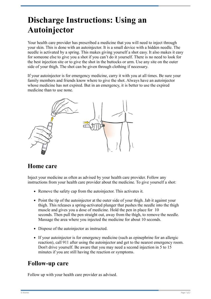 Text Discharge Instructions Using an Autoinjector HealthClips Online