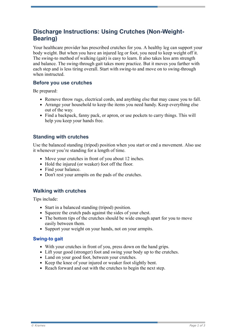 PDF Discharge Instructions Using Crutches (NonWeightBearing