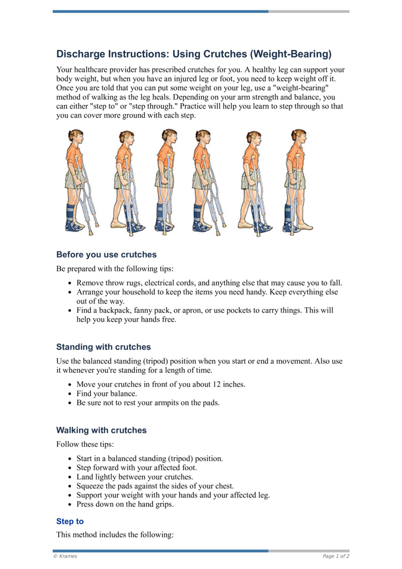 PDF Discharge Instructions Using Crutches Weight Bearing HealthClips Online