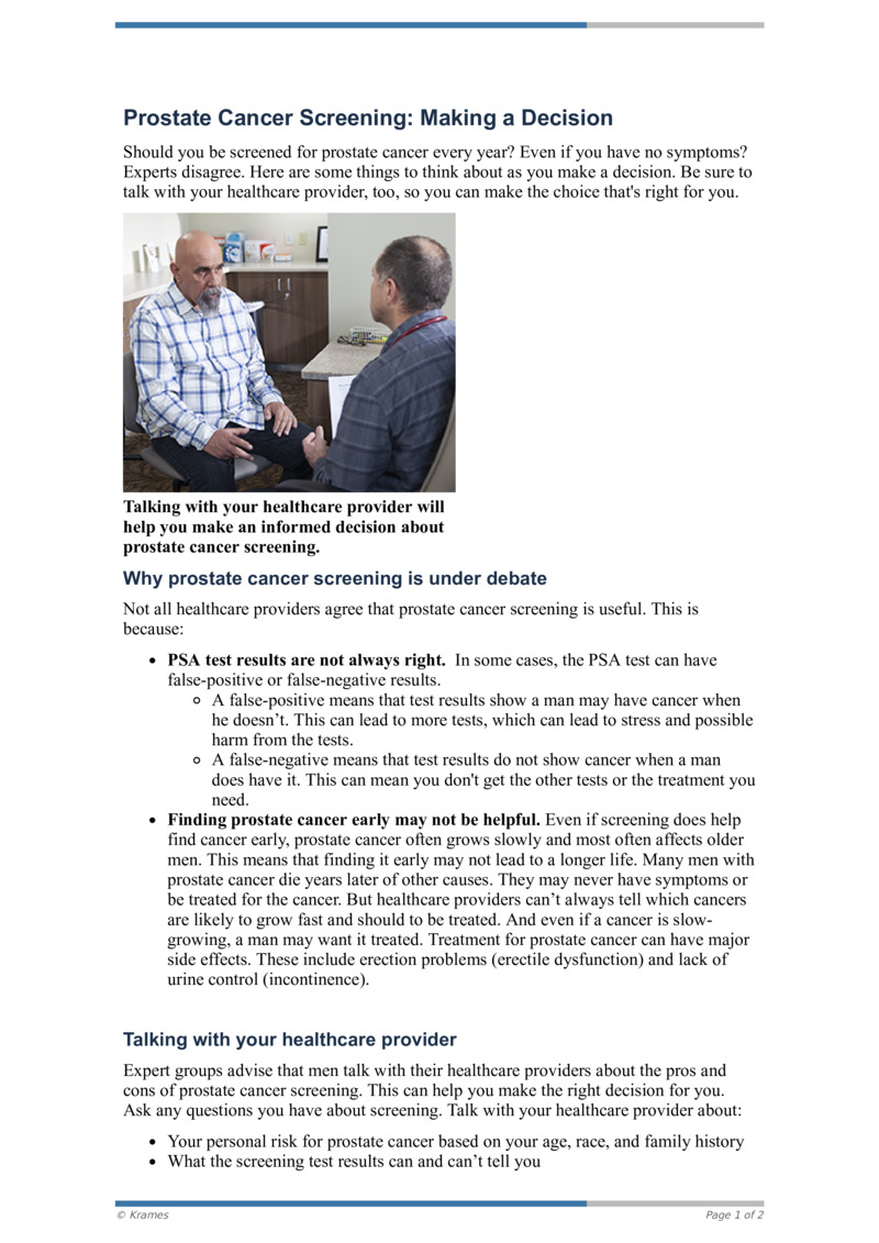PDF - Prostate Cancer Screening: Making a Decision - HealthClips Online