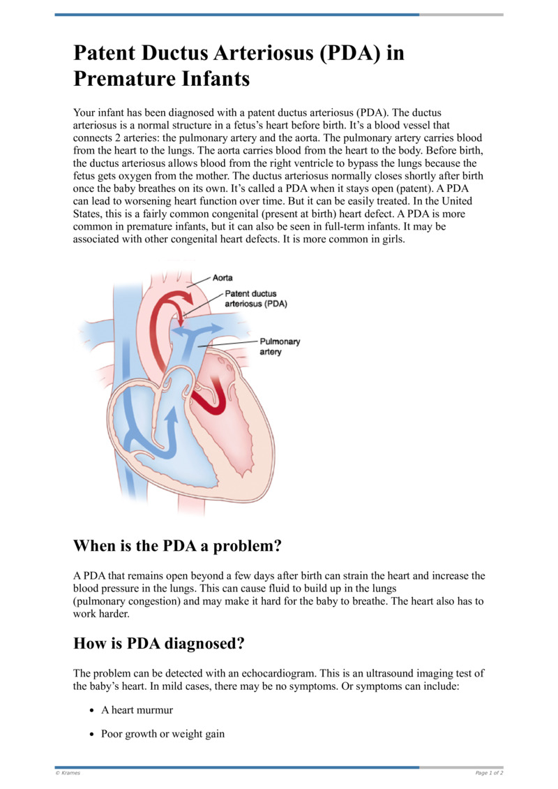 Text Patent Ductus Arteriosus Pda In Premature Infants