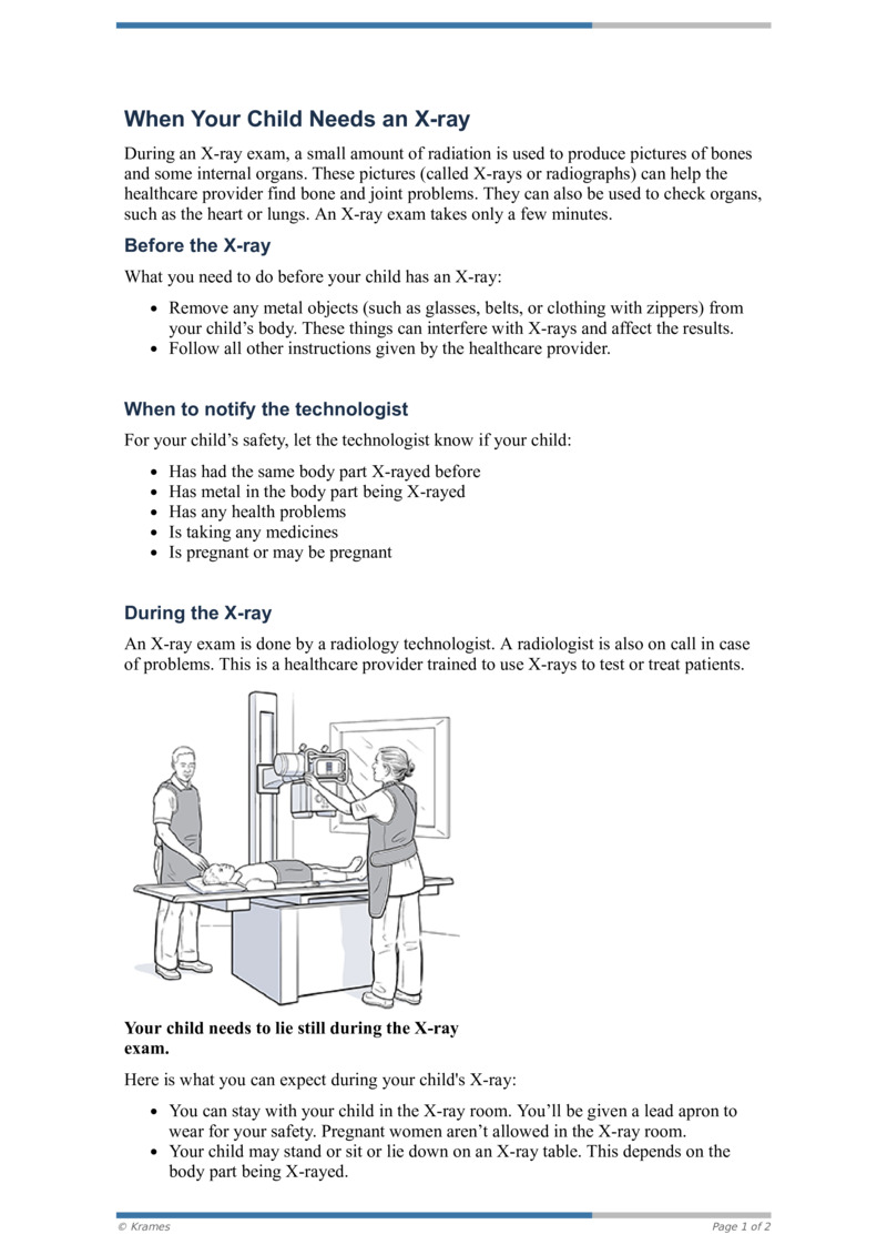 PDF When Your Child Needs an Xray HealthClips Online