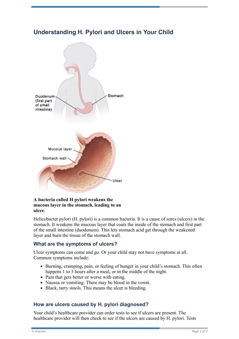 PDF Understanding H Pylori and Ulcers in Your Child HealthClips Online
