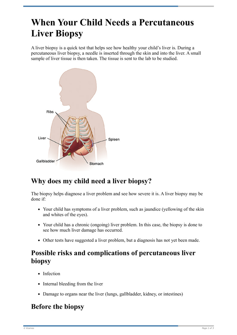 Text - When Your Child Needs a Percutaneous Liver Biopsy