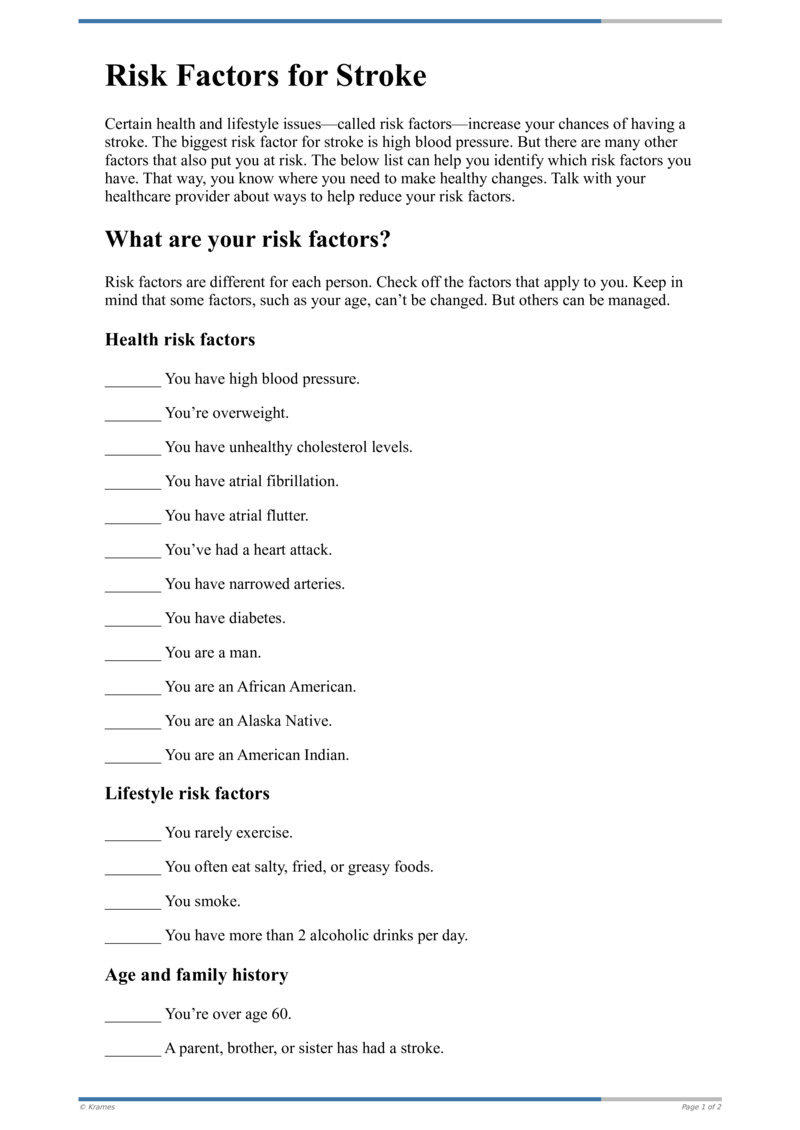 literature review of risk factors for stroke