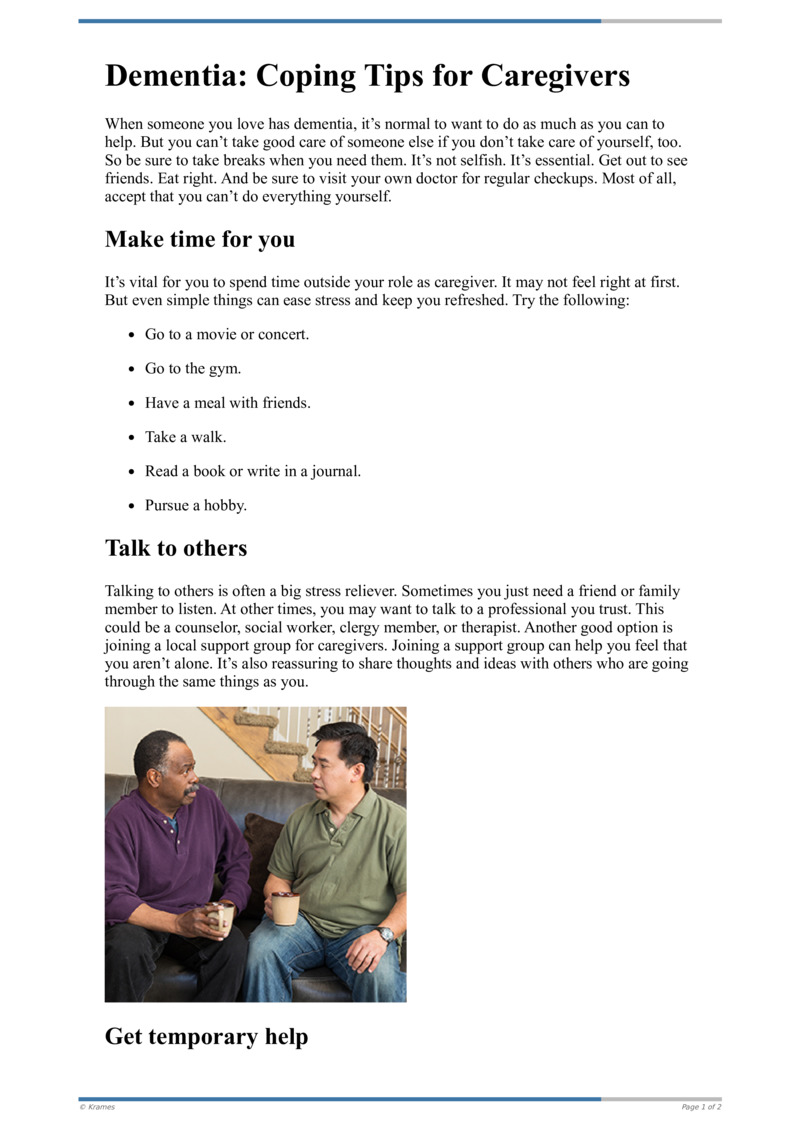 Poster image for "Dementia: Coping Tips for Caregivers"