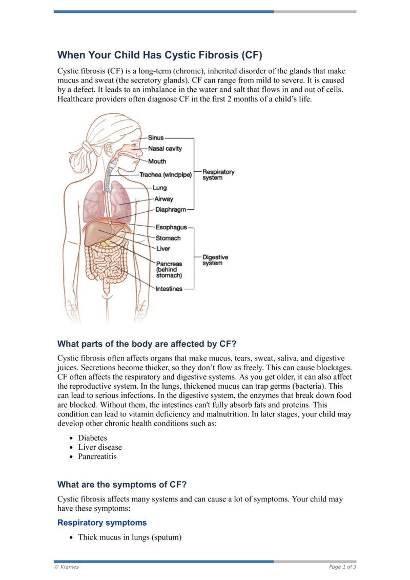 PDF - When Your Child Has Cystic Fibrosis (CF) - HealthClips Online