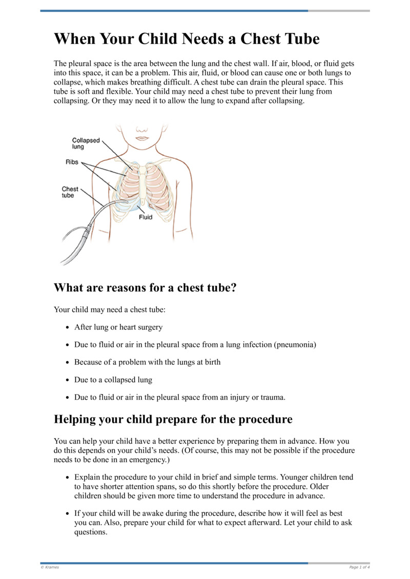 Text - When Your Child Needs a Chest Tube - HealthClips Online