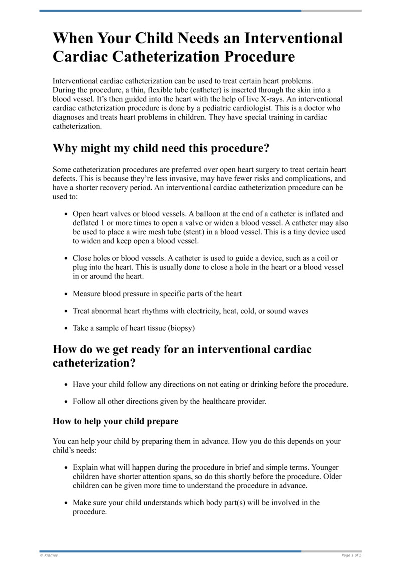 Text When Your Child Needs an Interventional Cardiac Catheterization