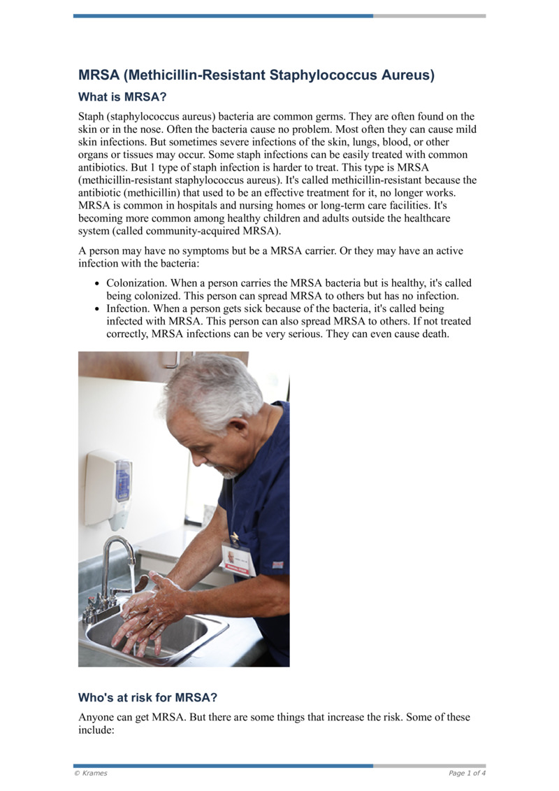 PDF MethicillinResistant Staphylococcus aureus (MRSA) Infection