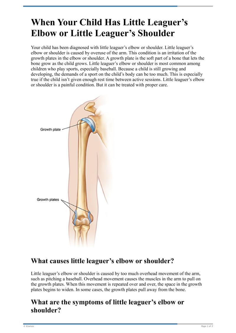 Text When Your Child Has Little Leaguer's Elbow or Little Leaguer's