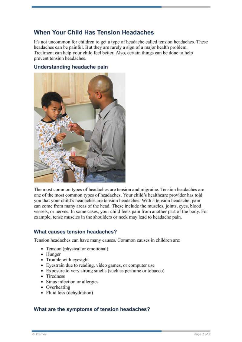 Text When Your Child Has Tension Headaches HealthClips Online