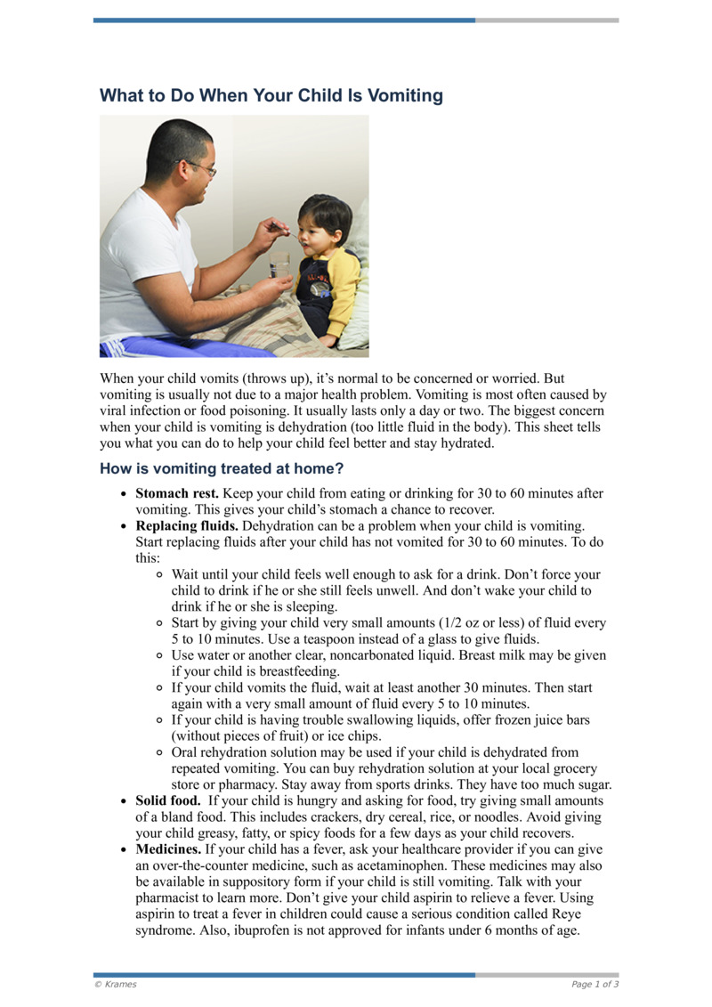 PDF What to Do When Your Child is Vomiting HealthClips Online