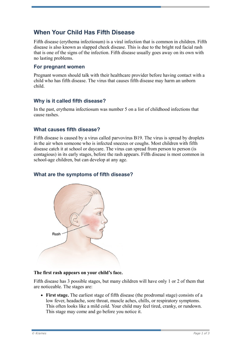 Text When Your Child Has Fifth Disease HealthClips Online