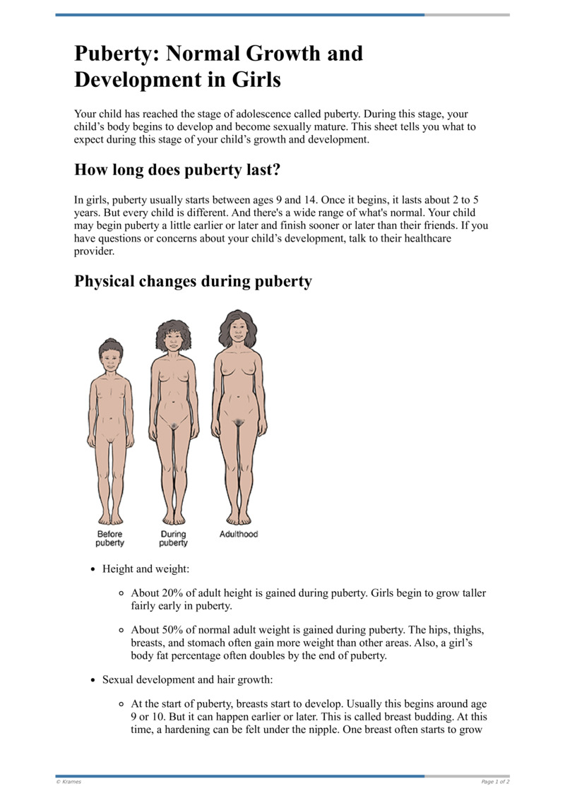 Text - Puberty: Normal Growth and Development in Girls