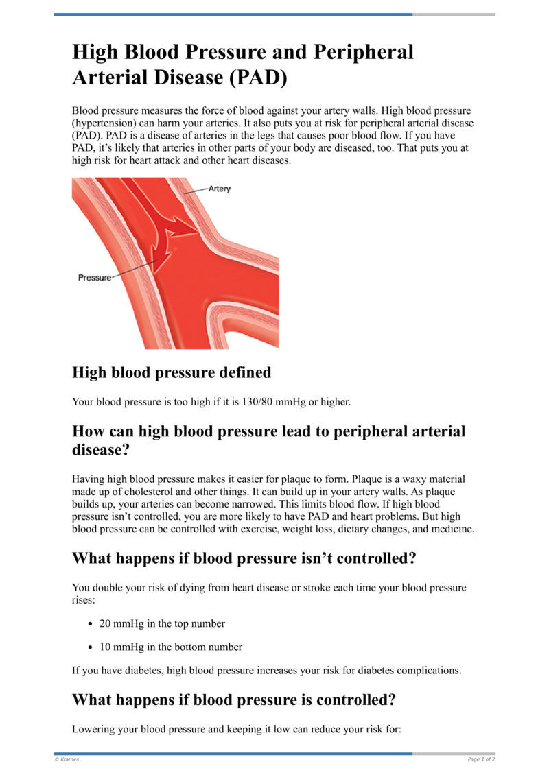 High Blood Pressure And Peripheral Vascular Disease