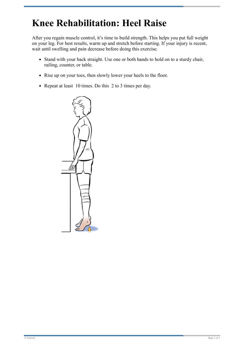 Text Knee Rehabilitation Heel Raise Healthclips Online