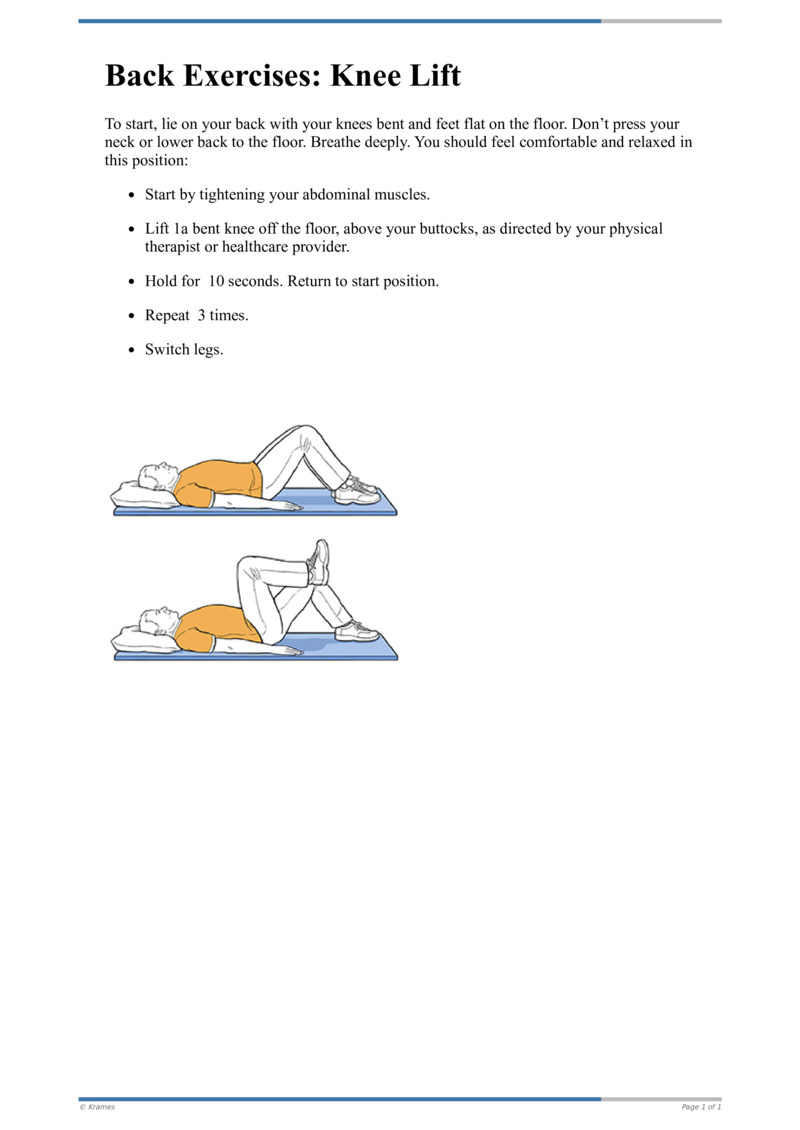 Pdf Back Exercises Knee Lift Healthclips Online