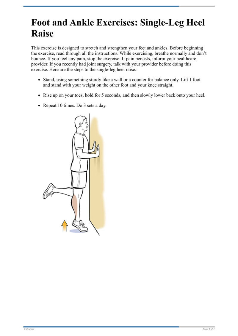 Text - Foot and Ankle Exercises: Single-Leg Heel Raise - HealthClips Online