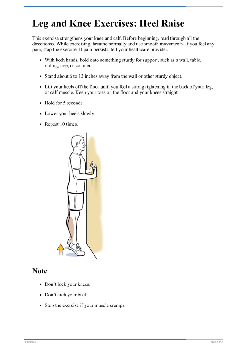 Pdf Leg And Knee Exercises Heel Raise Healthclips Online