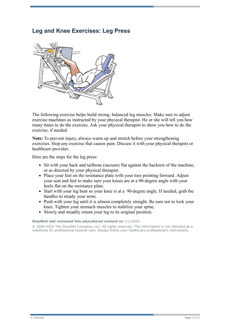 Pdf Leg And Knee Exercises Leg Press Healthclips Online