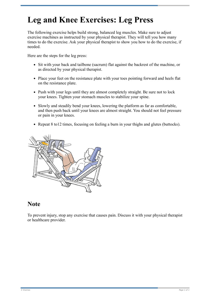 Text Leg And Knee Exercises Leg Press Healthclips Online