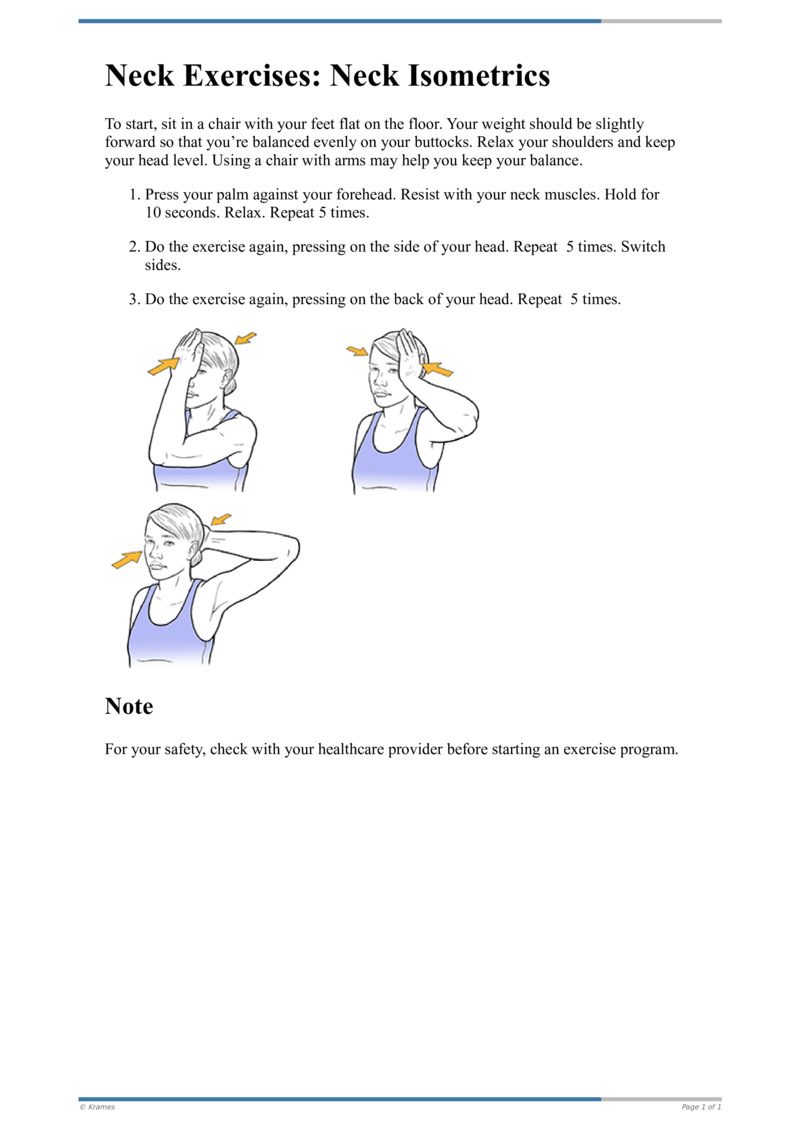 Text - Neck Exercises: Neck Isometrics - HealthClips Online