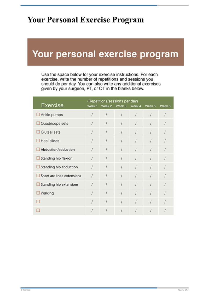 Text After Hip Replacement Your Exercise Program Chart HealthClips