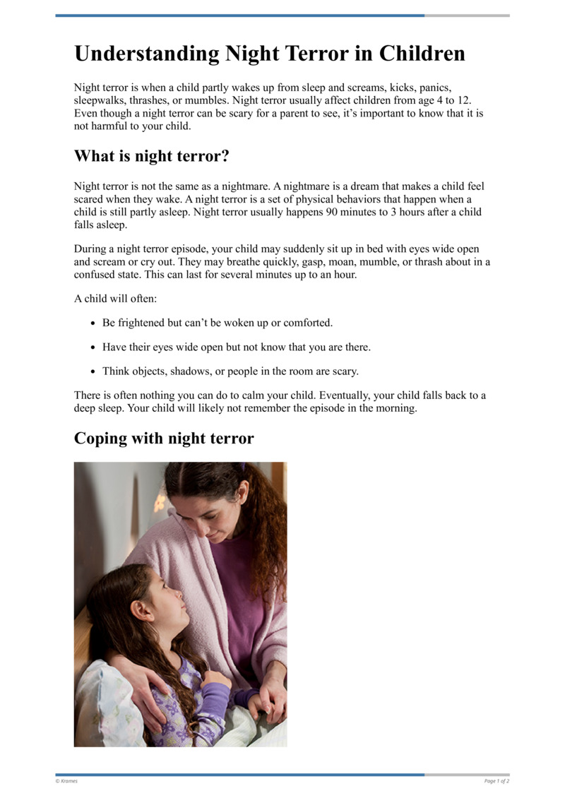 Text Understanding Night Terror in Children HealthClips Online