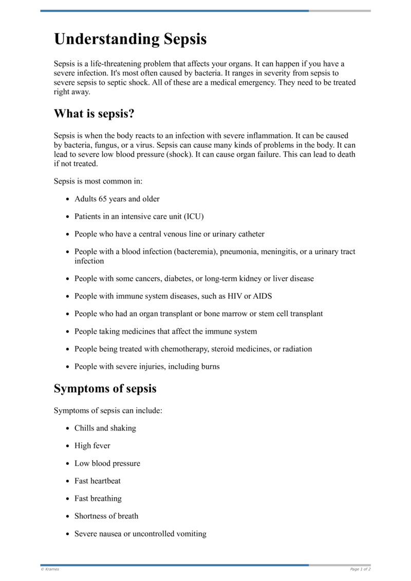 Text - Understanding Sepsis - HealthClips Online