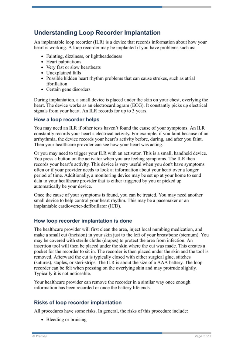 PDF - Understanding Loop Recorder Implantation - HealthClips Online