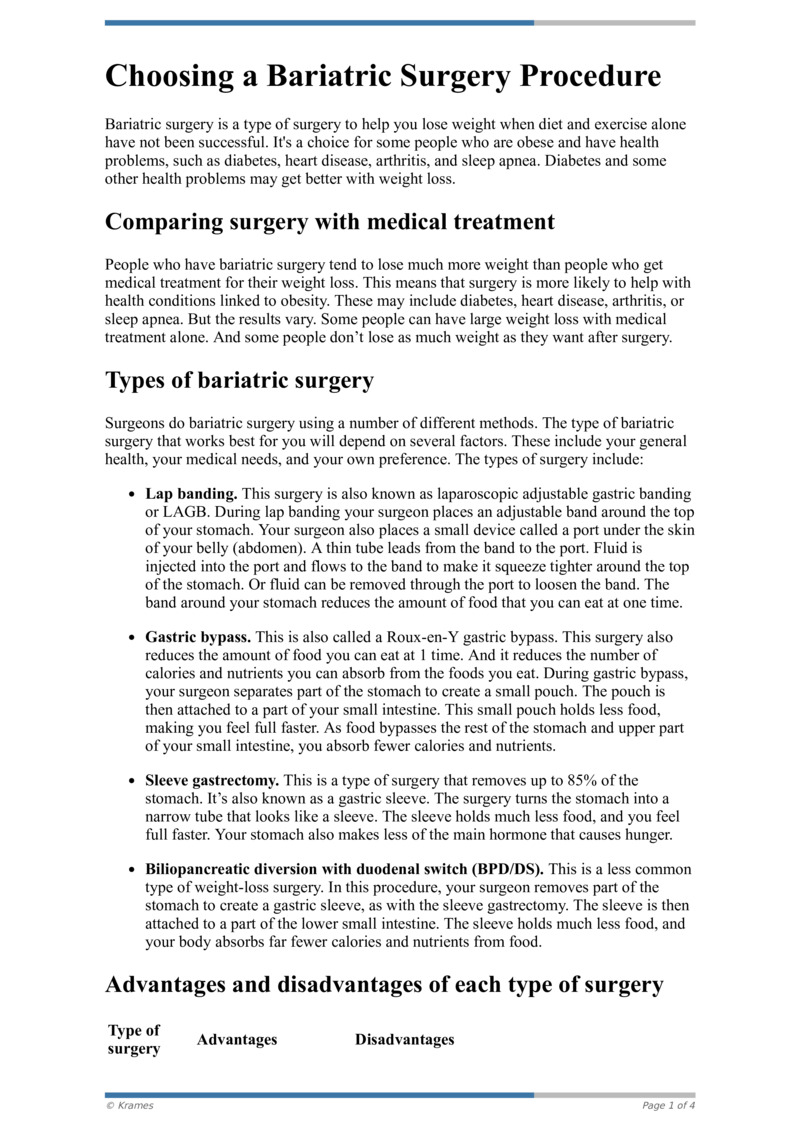 Poster image for "Choosing a Bariatric Surgery Procedure"