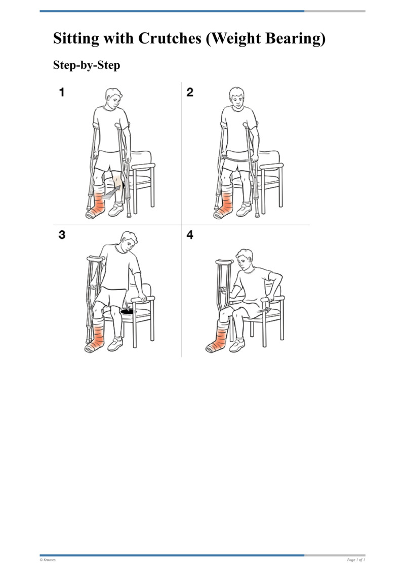 Text StepbyStep Sitting with Crutches (Weight Bearing