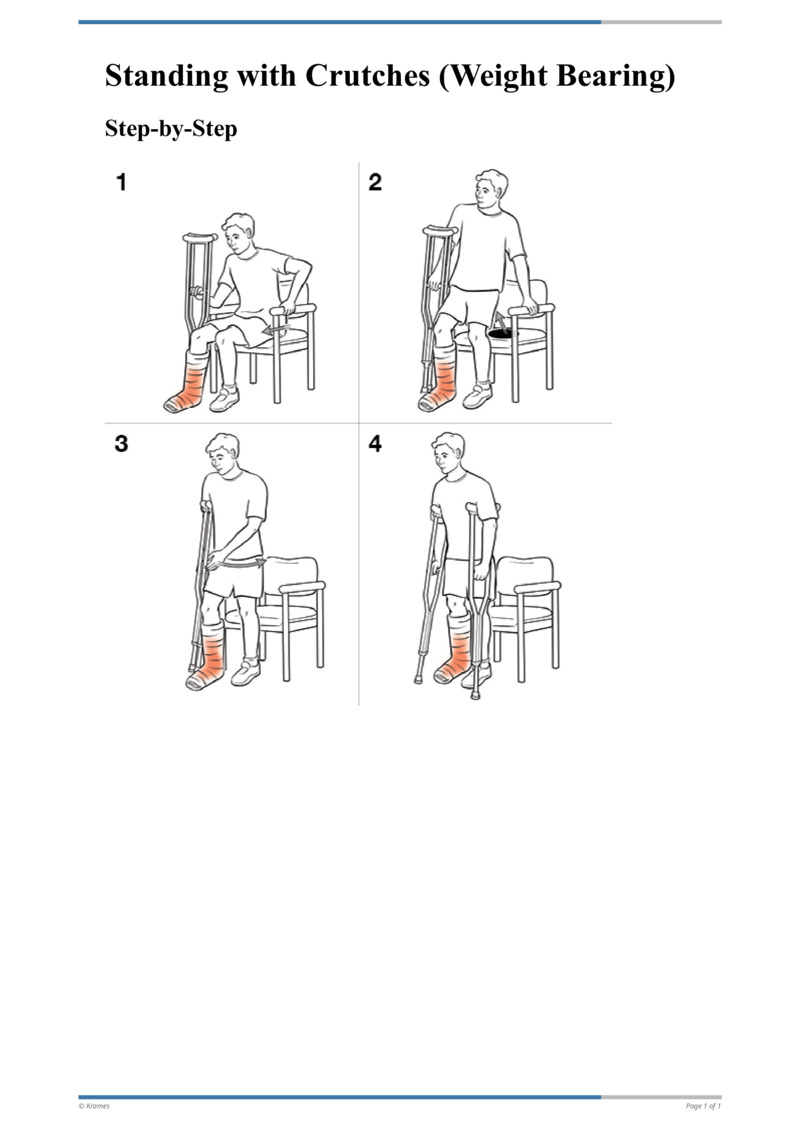 Text StepbyStep Standing with Crutches (Weight Bearing