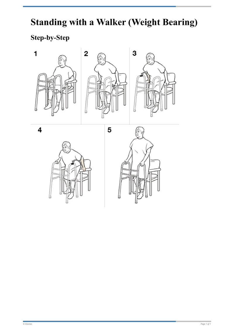 Text StepbyStep Standing with a Walker (Weight Bearing) HealthClips Online