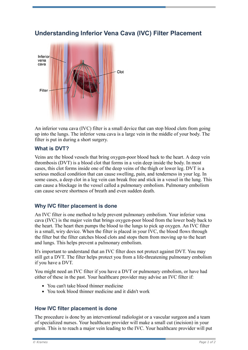 Text - Understanding Inferior Vena Cava (IVC) Filter Placement ...