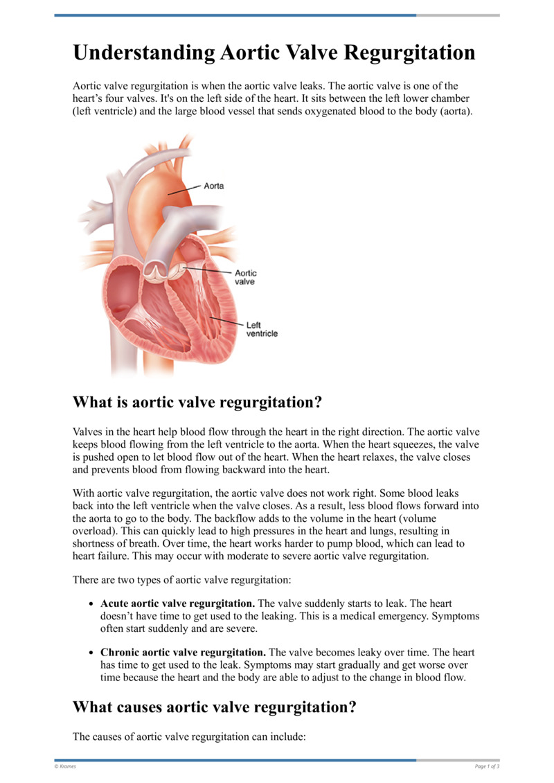 Text Understanding Aortic Valve Regurgitation HealthClips Online