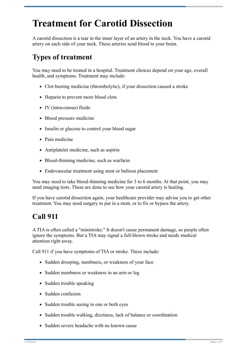 Text Treatment for Carotid Dissection HealthClips Online