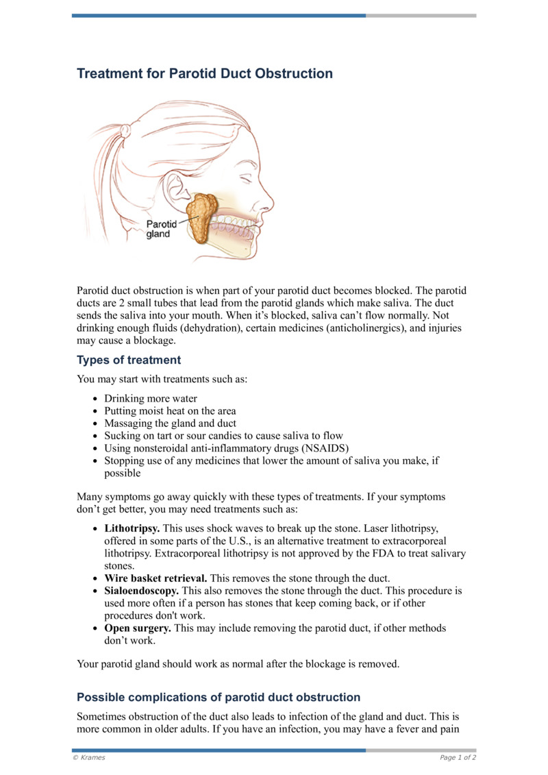 Text - Treatment for Parotid Duct Obstruction - HealthClips Online