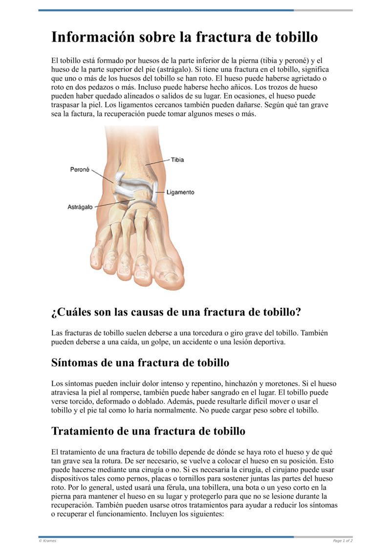 Text Informaci N Sobre La Fractura De Tobillo Healthclips Online