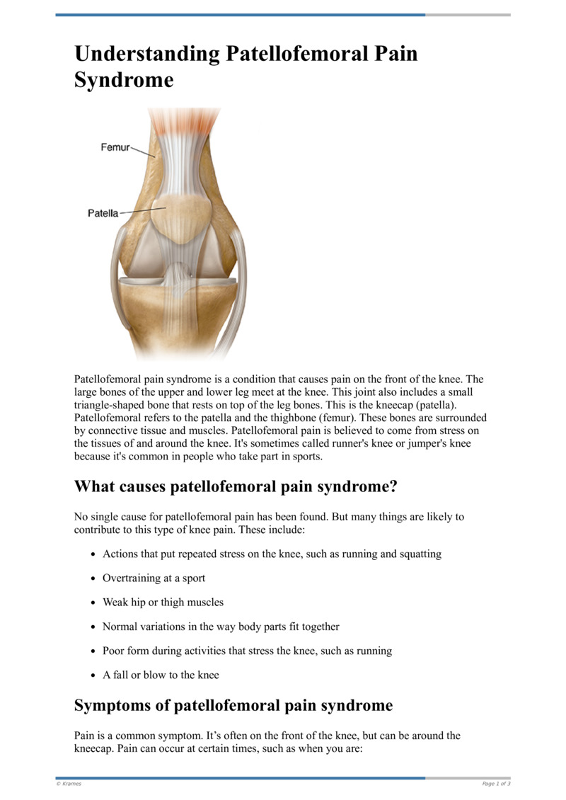 Text - Understanding Patellofemoral Syndrome - HealthClips Online