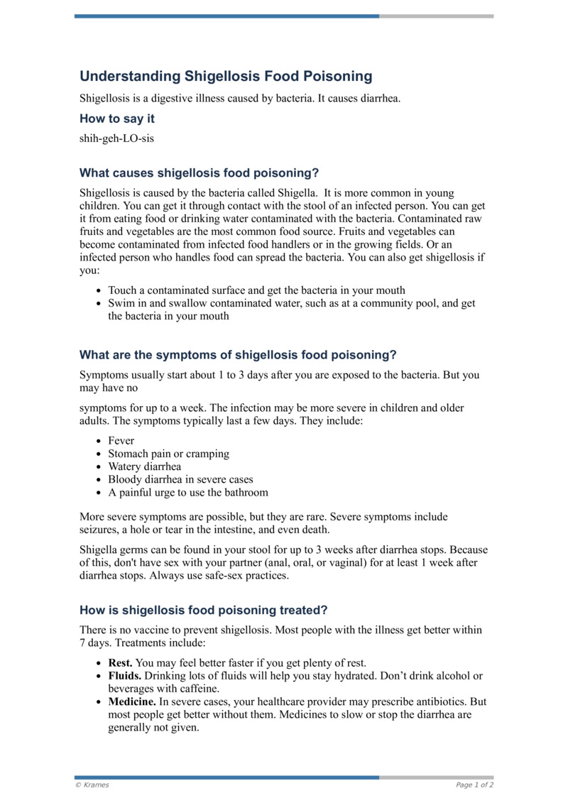 PDF Understanding Shigellosis Food Poisoning HealthClips Online
