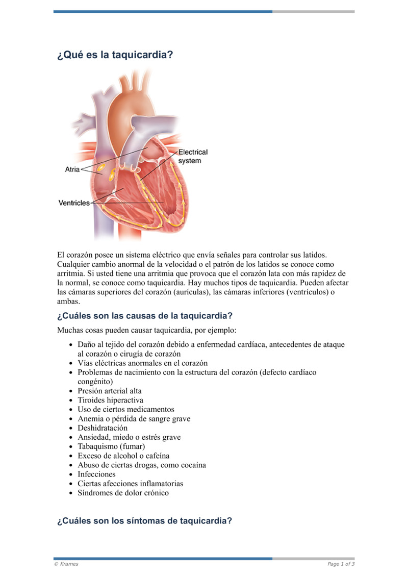 PDF ¿ Qué es la taquicardia? HealthClips Online
