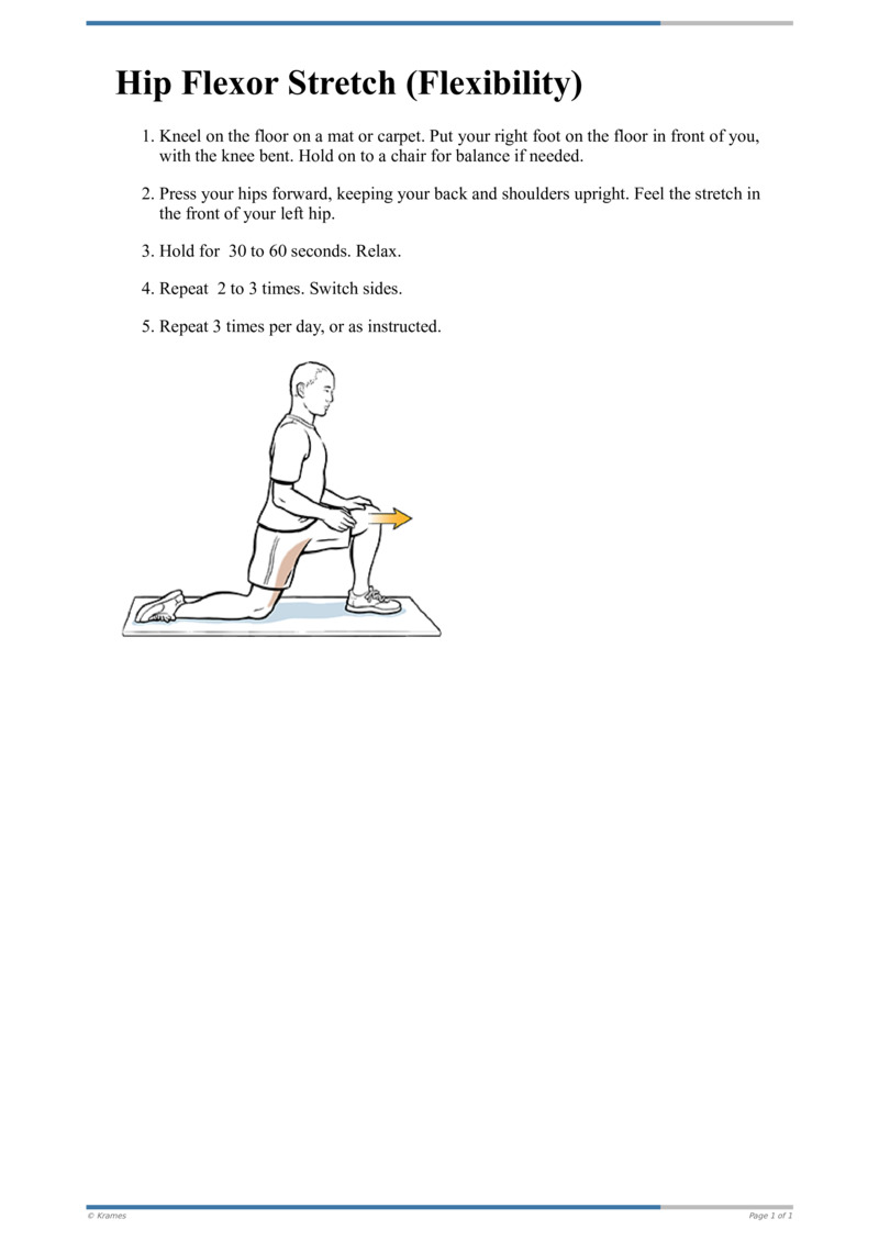 Text - Hip Flexor Stretch (flexibility) - Healthclips Online