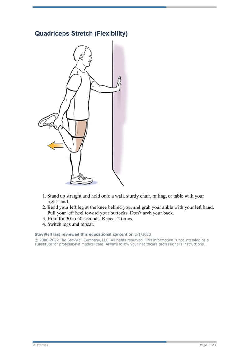 PDF - Quadriceps Stretch (Flexibility) - HealthClips Online